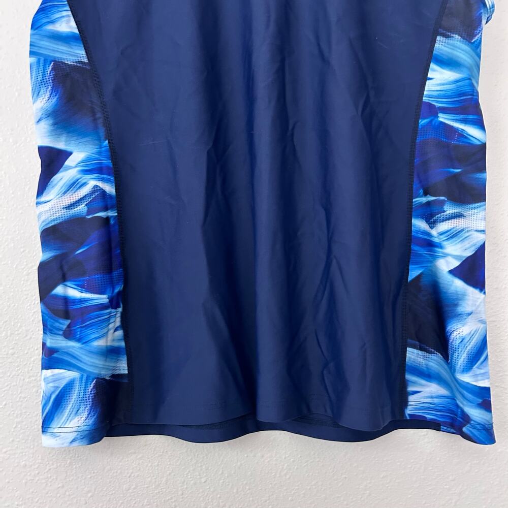 New Modli sleeveless swim top tank tankini swimsuit top vacation beach blue 1X - Picture 5 of 13